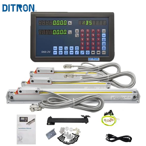 DITRON 2 Axis DRO Digital Readout Display with 2pcs 0.005mm Magnetic Scale for Lathe Milling Machine