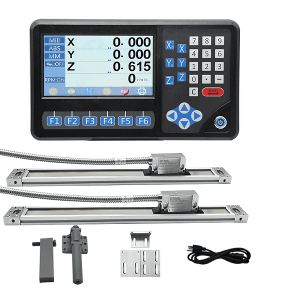 DITRON 2 Axis Dro Digital Readout with 2pcs 0.005mm Magnetic Scale Encoder for Lathe Milling Machine