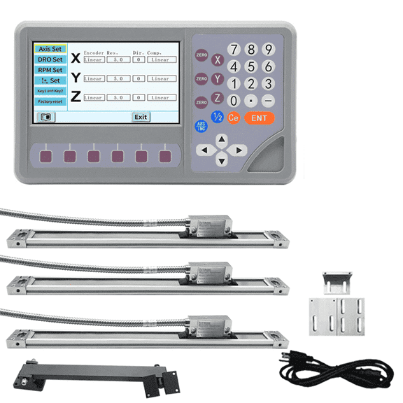 DITRON 3 Axis Dro Digital Readout Display with 3pcs 0.005mm Magnetic Scale for Lathe Milling Machine