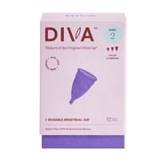 DIVA Cup - Medical Grade Silicone Cup for Period Care - Reusable Menstrual Cup - Up to 12 Hours of Continuous Wear - Model 2 For Wide Vaginal Canals, Post-Partum & Ages 35+