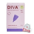 thumbnail image 1 of DIVA Cup & Pin - Medical Grade Silicone Cup for Period Care - Reusable Menstrual Cup - Up to 12 Hours of Continuous Wear - Model 1 (For Medium to Heavy Flow) - With Enamel Pin, 1 of 7