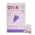 thumbnail image 1 of DIVA Cup & Pin - Medical Grade Silicone Cup for Period Care - Reusable Menstrual Cup - Up to 12 Hours of Continuous Wear - Model 2 (For Wide Vaginal Canals, Post-Partum & Ages 35+) - With Enamel Pin, 1 of 7