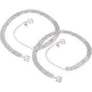 DIVAS 4 Row Rhinestone Removable Crystal Silver Bra Straps Small, Rhinestone Silver