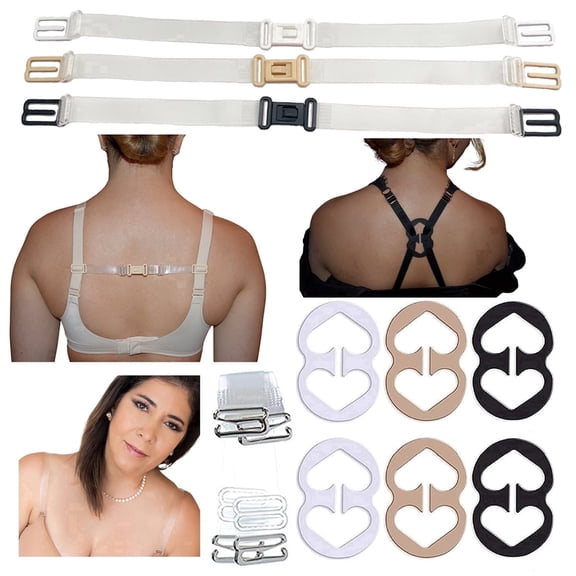 DIVA'S Clear Bra Straps Adjustable Multiple Sizes-Plus Size Bra Straps Clips Holder