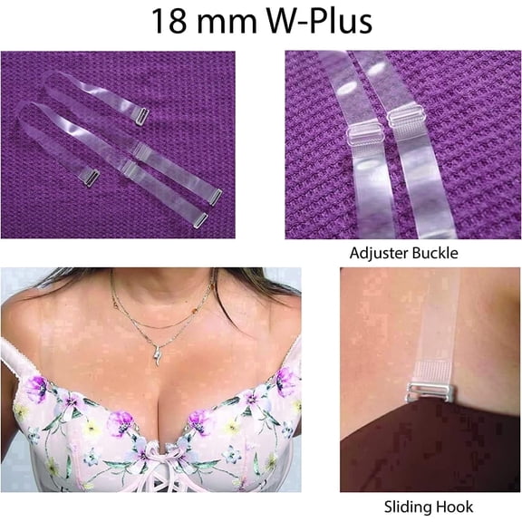 DIVA'S Bra Straps Clear W-Plus-0.75 Inch Width - Adjustable - 3 Pairs