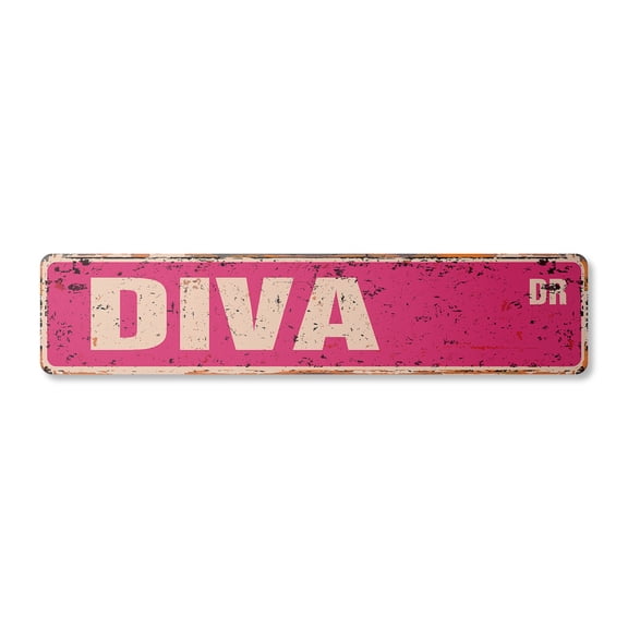 DIVA Vintage Aluminum Street Sign demanding high maintence woman powerful rustic metal tin | Indoor/Outdoor |  18" Wide