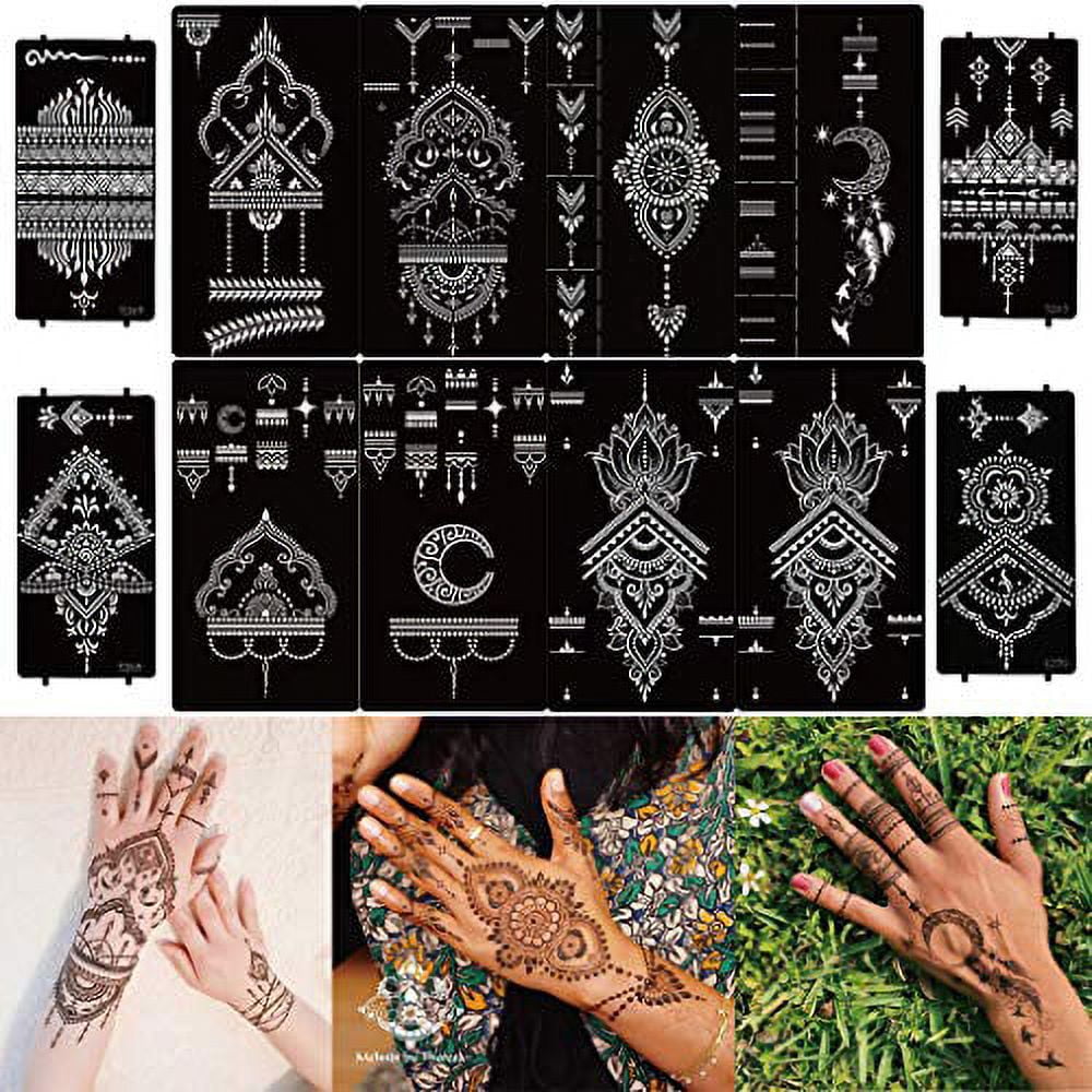 Trayknick Tattoo Stickers,India Henna Temporary Tattoo Stencil Kit Man  Women Hand Body Art Decal Decor - Walmart.com
