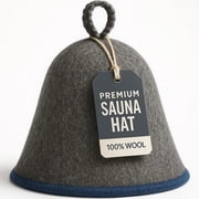 DIVELUX Classic Wool Sauna Hat - 100% Natural Wool Felt, Handmade, One Size - Charcoal & Blue