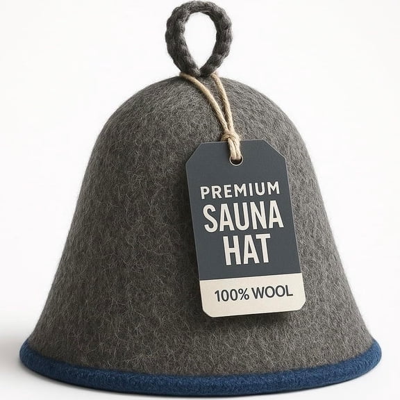 DIVELUX Classic Wool Sauna Hat - 100% Natural Wool Felt, Handmade, One Size - Charcoal & Blue