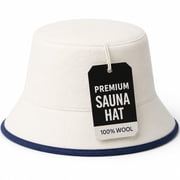 DIVELUX Premium Sauna Hat, 100% Natural Wool, Panama White-Blue