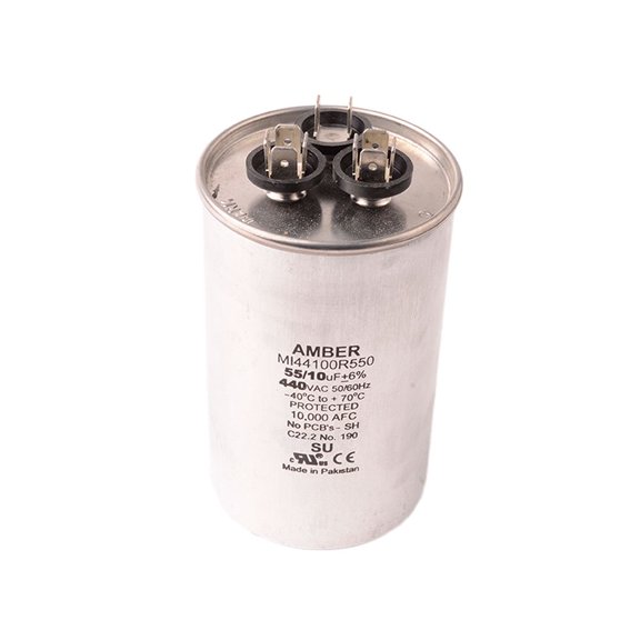 Diversitech Round Motor Run Capacitor, 55/10 Mfd, 440 Vac