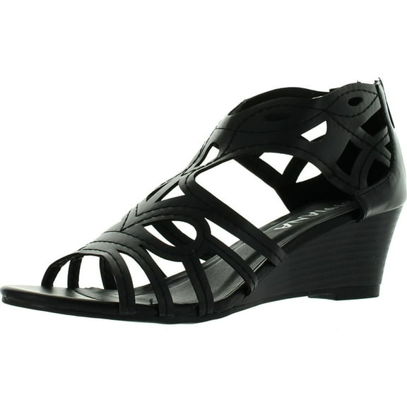 DIVIANA NICKI-18 Womens Cut Out Back Zip Wedge Sandals