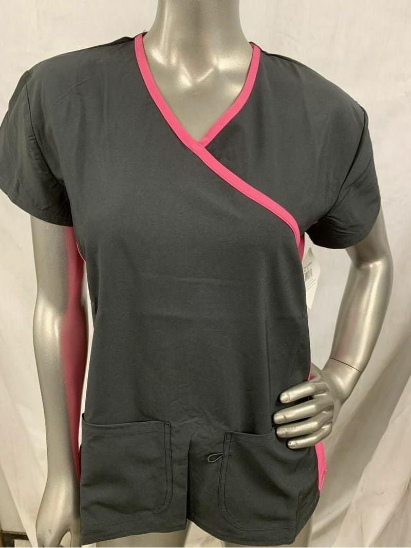 DIVINE STRETCH BY JDM WOMEN'S SCRUB TOP BLACK/PINK XS - Walmart.com