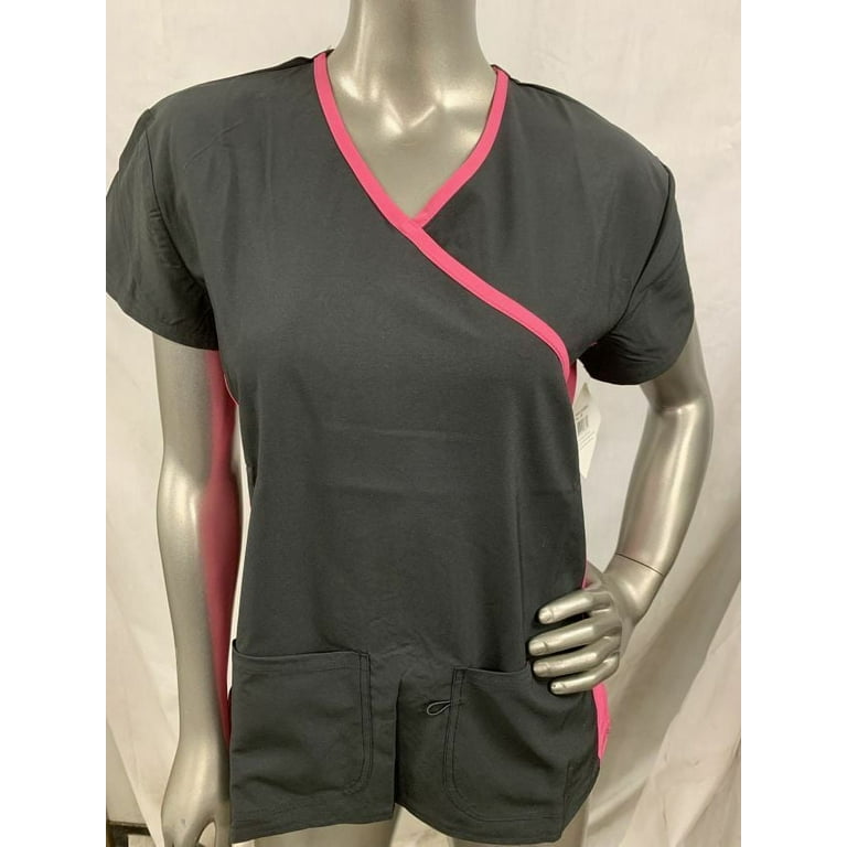 DIVINE STRETCH BY JDM WOMEN S SCRUB TOP BLACK PINK XS