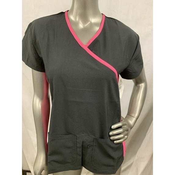 DIVINE STRETCH BY JDM WOMEN'S SCRUB TOP BLACK/PINK XS