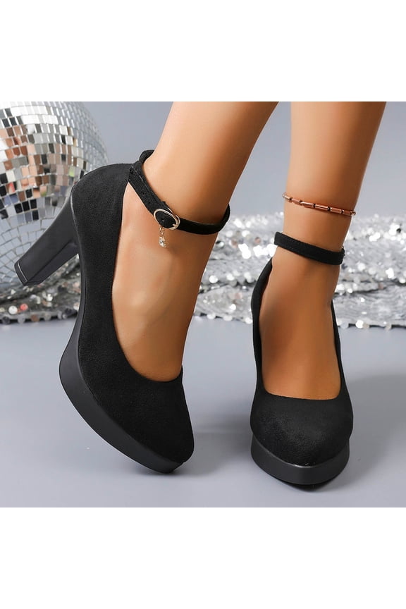 Ankle Strap Platform Heels For Women Closed Toe Adjustable Comfortable Dressy Evening Footwear