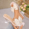 thumbnail image 1 of DIVVce Big Bow Clear Block Heel Mules For Women Square Toe Slip On Comfort Evening Footwear, 1 of 8