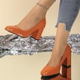 thumbnail image 1 of DIVVce Block Heel Pumps For Women Leather Square Toe Comfortable Formal Office Footwear, 1 of 5