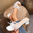 thumbnail image 1 of DIVVce Bow Mesh Slide Sandals For Women Square Toe Comfortable Block Heel Casual Footwear, 1 of 6