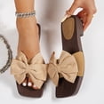 thumbnail image 1 of DIVVce Bow Wood Grain Slide Sandals For Women Square Toe Comfortable Low Heel Casual Footwear, 1 of 8