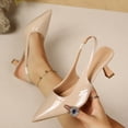 thumbnail image 1 of DIVVce Closed Toe Sandals Women Slingback Block Kitten Heel Pumps Glossy Patent Slip On Formal Wedding Office Dress Event Footwear, 1 of 8