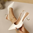 thumbnail image 1 of DIVVce Closed Toe Sandals Women Slingback Block Kitten Heel Pumps Glossy Patent Slip On Formal Wedding Office Dress Event Footwear, 1 of 8