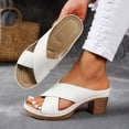 thumbnail image 1 of DIVVce Cutout Crisscross Block Heel Mules For Women Open Toe Slip On Comfort Casual Dress Footwear, 1 of 8