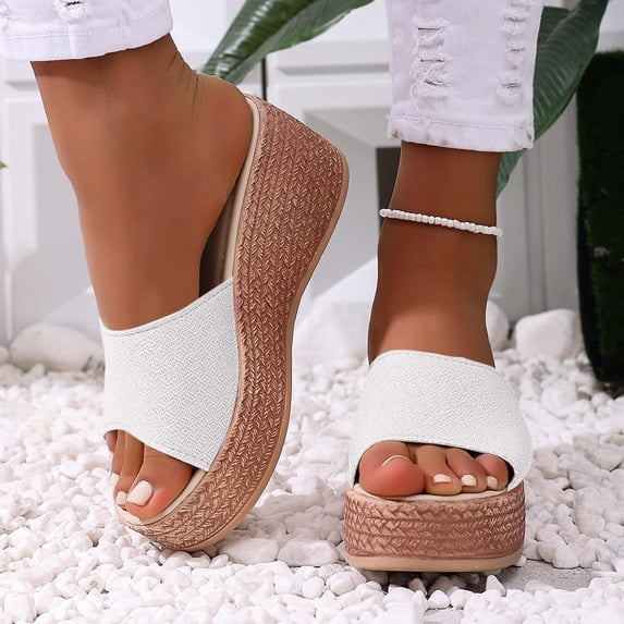 DIVVce Espadrille Wedge Slide Sandals For Women Open Toe Comfortable Non Slip Casual Footwear