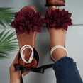 thumbnail image 1 of DIVVce Flower Accent Pearl Ankle Strap Sandals For Women Open Toe Comfortable Casual Summer Footwear, 1 of 8