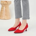 thumbnail image 1 of DIVVce Heeled Pumps Women Knit Fabric Pointed Toe Comfortable Slip On Casual Lightweight Office Footwear, 1 of 7