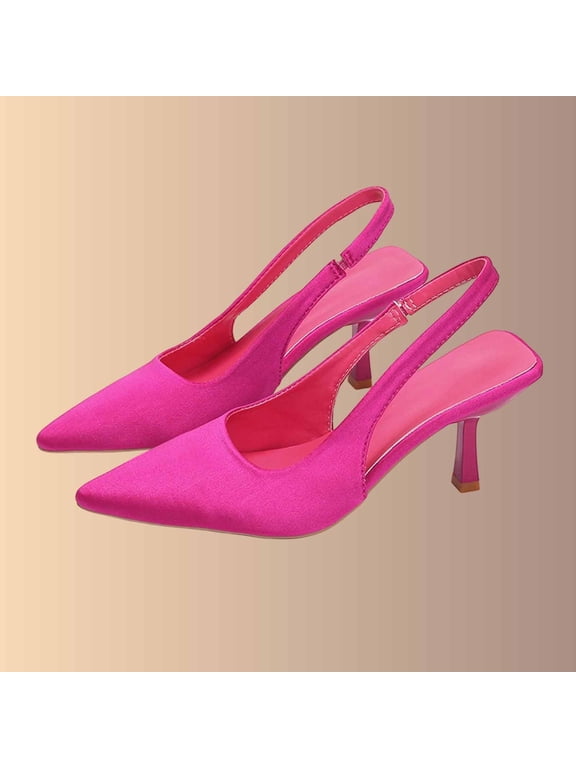 Heeled Shoes Women Slingback Pointed Toe Comfortable Mid Heel Slip On Office Casual Footwear