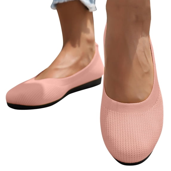DIVVce Knit Ballet Flats For Women Breathable Round Toe Comfortable Slip On Casual Lightweight Footwear