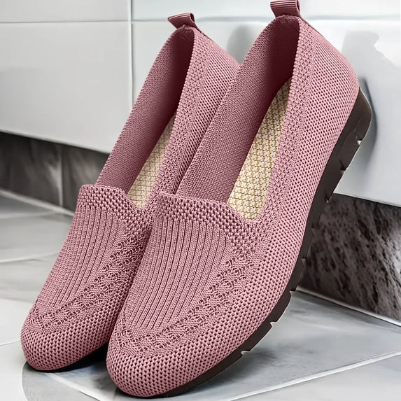 DIVVce Knit Flats For Women Round Toe Comfortable Slip On Breathable Lightweight Casual Footwear