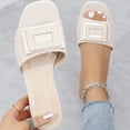 thumbnail image 1 of DIVVce Low Heel Slide Sandals For Women Metal Buckle Square Toe Comfortable Casual Party Footwear, 1 of 7