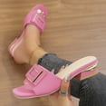 thumbnail image 1 of DIVVce Low Heel Slide Sandals For Women Metal Buckle Square Toe Comfortable Casual Party Footwear, 1 of 7