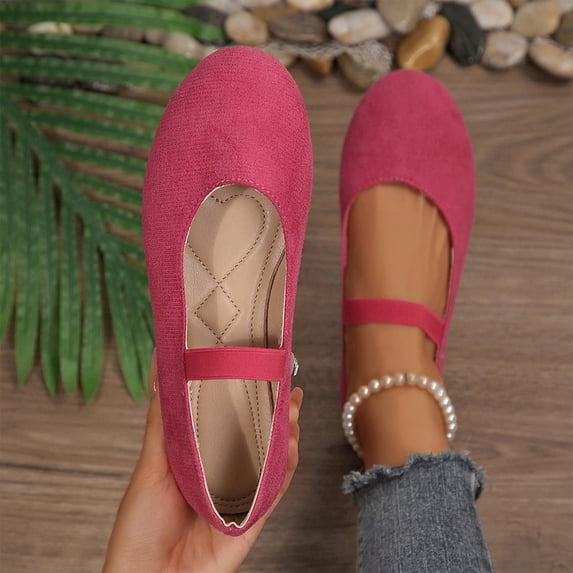 DIVVce Mary Jane Suede Flats For Women Round Toe Slip On Comfortable Casual Footwear