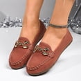 thumbnail image 1 of DIVVce Metal Chain Loafers For Women Leather Round Toe Comfortable Slip On Casual Footwear, 1 of 8