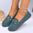 thumbnail image 1 of DIVVce Metal Chain Loafers For Women Leather Round Toe Comfortable Slip On Casual Footwear, 1 of 7
