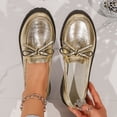thumbnail image 1 of DIVVce Metallic Bow Accent Platform Loafers For Women Closed Toe Slip On Comfortable Footwear, 1 of 8