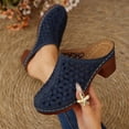 thumbnail image 1 of DIVVce Mule Shoes Women Floral Lace Cutout Closed Toe Comfortable Chunky Heel Casual Footwear, 1 of 8