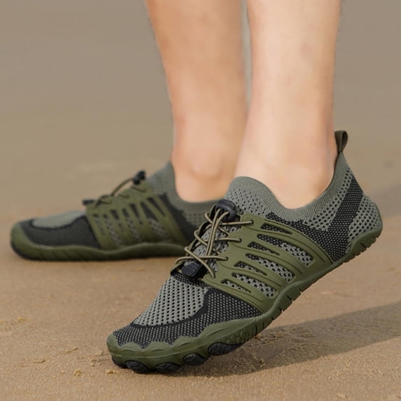 DIVVce Quick Dry Mesh Water Shoes For Men Breathable Adjustable Lace Up Barefoot Outdoor Hiking Footwear