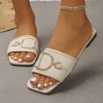 thumbnail image 1 of DIVVce Rhinestone Buckle Slide Mules For Women Square Toe Comfort Slip On Casual Dress Footwear, 1 of 8