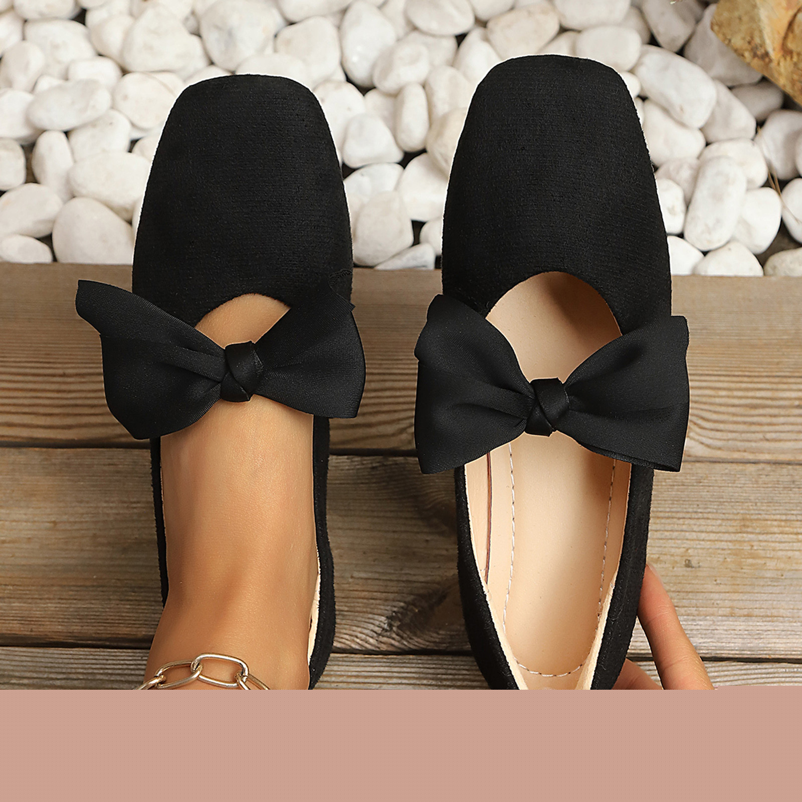 thumbnail image 1 of DIVVce Satin Bow Square Toe Ballet Flats For Women Closed Slip On Comfort Casual Dress Footwear, 1 of 8