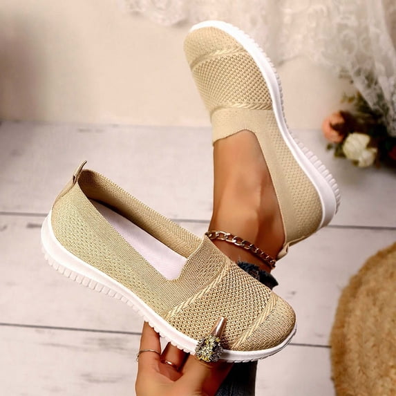 DIVVce Slip On Shoes Women Knit Mesh Breathable Comfortable Lightweight Casual Walking Daily Footwear