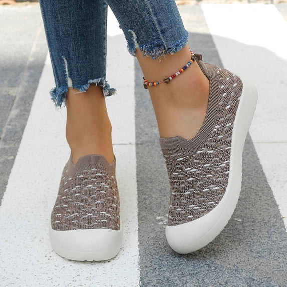 DIVVce Slip On Sneakers Women Breathable Knit Walking Shoes Comfortable Lightweight Casual Daily Footwear For All Day Use