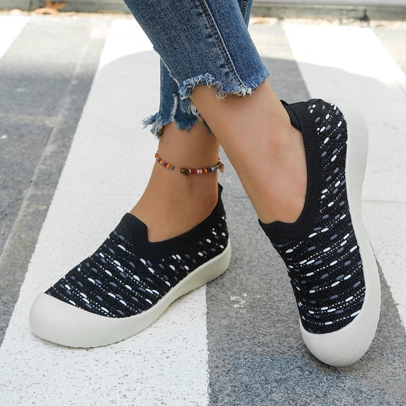 DIVVce Slip On Sneakers Women Breathable Knit Walking Shoes Comfortable Lightweight Casual Daily Footwear For All Day Use