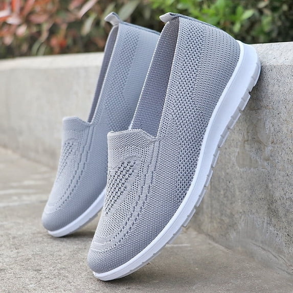 DIVVce Slip On Sneakers Women Knit Mesh Breathable Comfortable Lightweight Non Slip Casual Walking Footwear