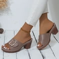 thumbnail image 1 of DIVVce Square Buckle Block Heel Mules For Women Open Toe Slip On Comfort Platform Footwear, 1 of 6