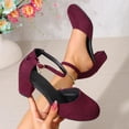 thumbnail image 1 of DIVVce Suede Ankle Strap Block Heels For Women Closed Round Toe Comfort Office Footwear, 1 of 8