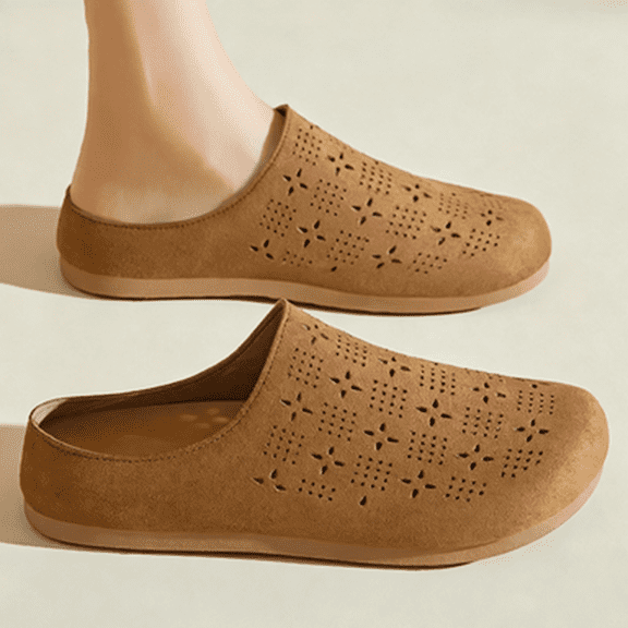 DIVVce Suede Cutout Slip On Mules For Women Closed Toe Breathable Comfortable Casual Footwear